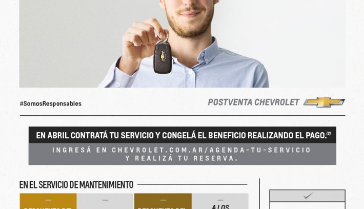 Chevrolet ofrece descuentos de hasta 35 reservando en línea el servicio del auto