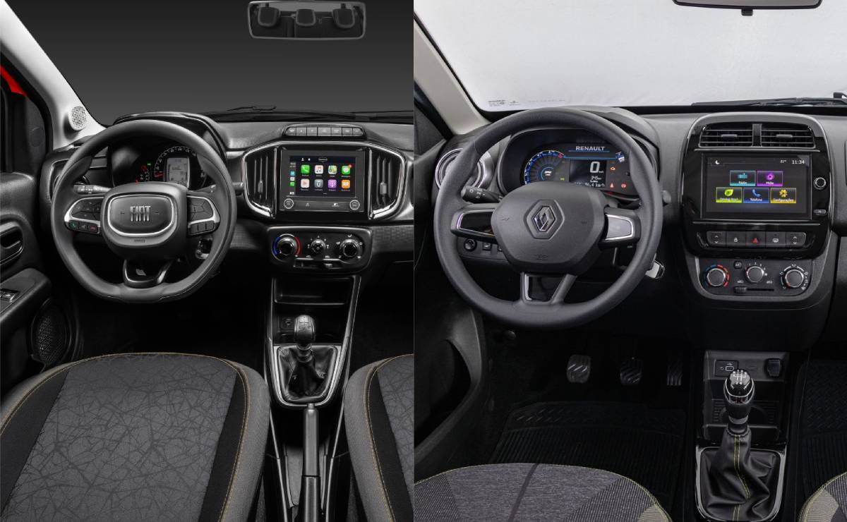 Fiat Mobi Renault Kwid interior