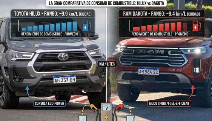 RAM Dakota vs Hilux consumo