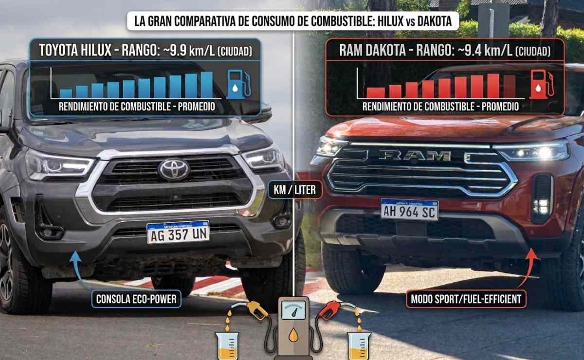 RAM Dakota vs Hilux consumo