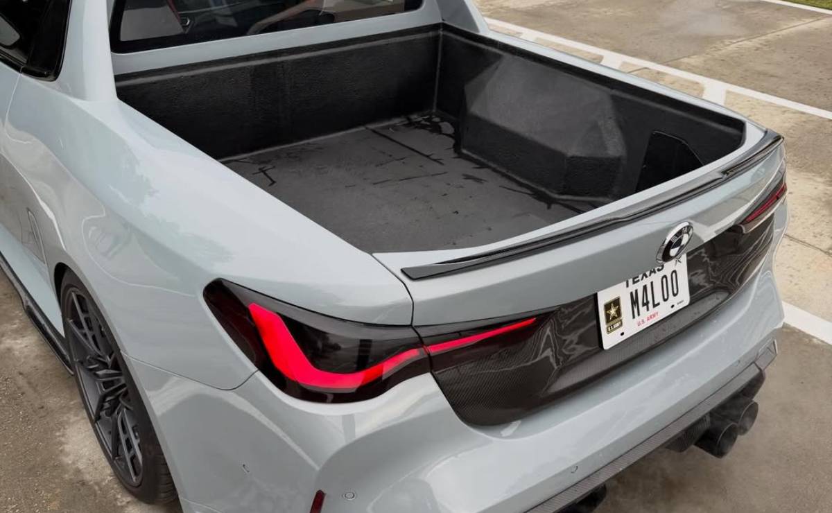 Convirtieron un deportivo en una pick up, tiene motor preparado y ahora lo venden por un precio que sorprende 5 Pick up BMW M4 caja 1